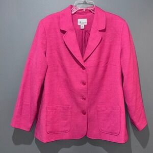 The Tog Shop Womens Pink Textured Button Front Blazer Jacket 18W